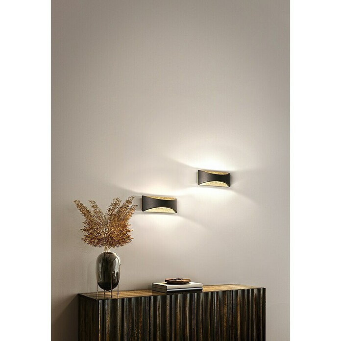 Fischer & Honsel LED-Wandleuchte Rio (5,5 W, L x B x H: 22,5 x 7,7 x 9 cm, Sandschwarz/Gold, Warmweiß) | BAUHAUS