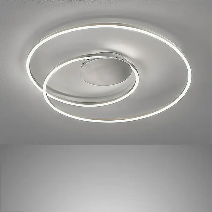 Fischer & Honsel LED-Deckenleuchte rund Holy - 33 W, Ø x H: 49 x 7,5 cm, Nickel, Mehrfarbig - Modernes LED-Deckenlicht mit einzigartigem Spiraldesign, das jedem Raum einen Hauch von Eleganz verleiht. Perfekt für stilvolle Beleuchtung.