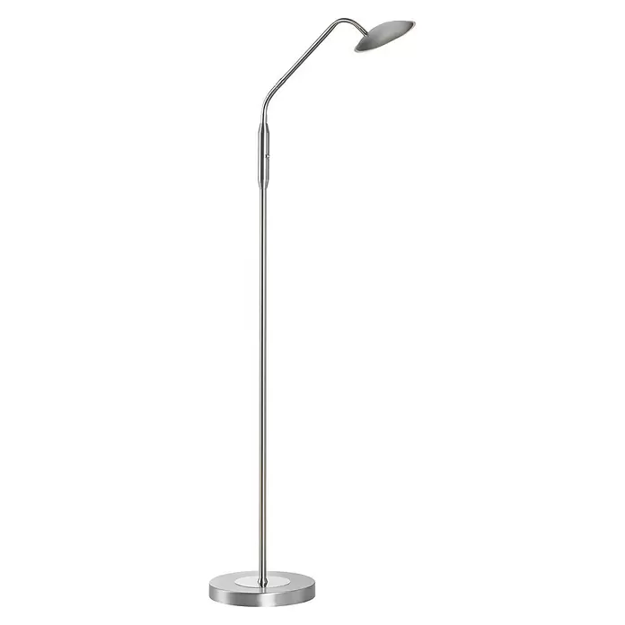 Fischer & Honsel Tallri LED-Stehleuchte - 7,5 W, Höhe: 135 cm, Nickel, Mehrfarbig, Anzahl Leuchtenköpfe: 1 Stk. - Moderne silberne Stehleuchte mit flexiblem Hals und flachem, rundem Leuchtkopf auf rundem Standfuß.