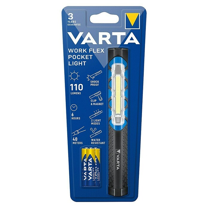 Varta Zaklamp WORK FLEX POCKET (17,3 x 23 x 31 mm, 100 lm - 110 lm, IPX4) | BAUHAUS