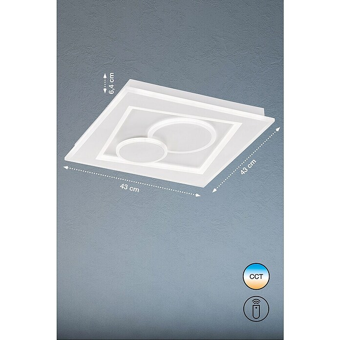 Fischer & Honsel LED-Deckenleuchte Ratio (44 W, L x B x H: 43 x 43 x 6,4 cm, Weiß, Mehrfarbig) | BAUHAUS