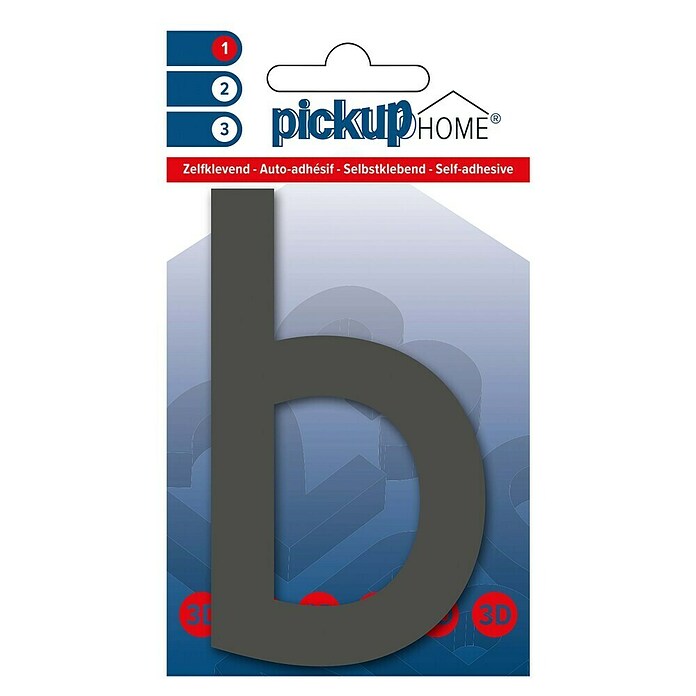 Pickup 3D Home Huisnummer Rio (Hoogte: 10 cm, Motief: b, Grijs, Kunststof, Zelfklevend)