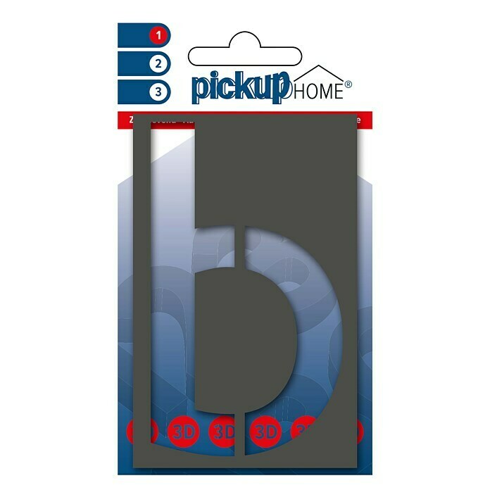 Pickup 3D Home Huisnummer (Hoogte: 10 cm, Motief: b, Grijs, Kunststof, Zelfklevend)