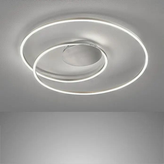 Fischer & Honsel LED-Deckenleuchte rund Holy - 38 W, Ø x H: 68 x 8 cm, Nickel, Mehrfarbig - Diese moderne Deckenleuchte verfügt über ein spiralförmiges Design mit integrierter LED-Beleuchtung und sorgt für stilvolle Beleuchtung.