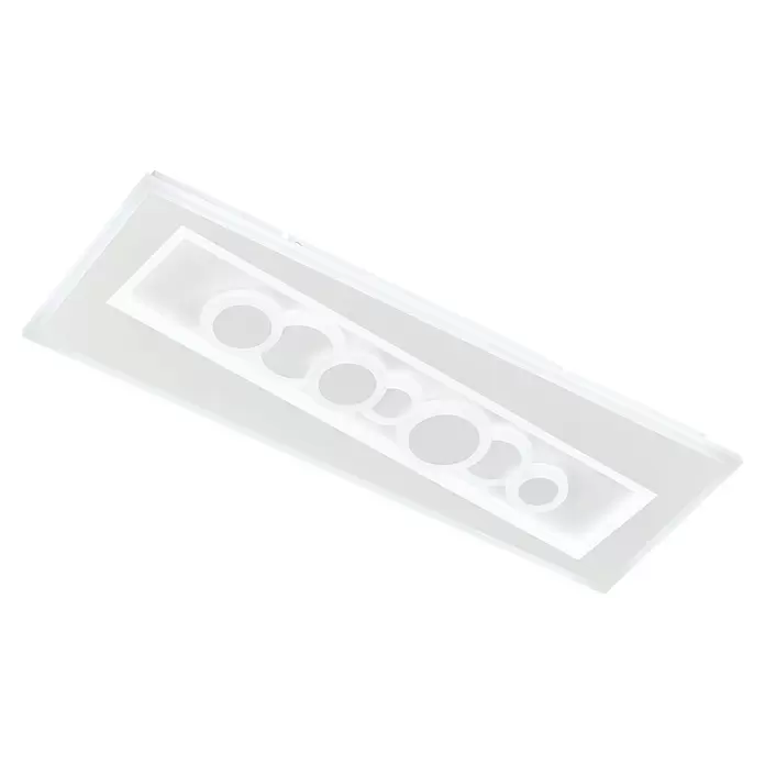 Fischer & Honsel LED-Deckenleuchte Ratio - 22 W, L x B x H: 63 x 21 x 6 cm, Weiß, Mehrfarbig - Weiße rechteckige LED-Deckenleuchte mit geschichtetem Design und runden Innenleuchten.