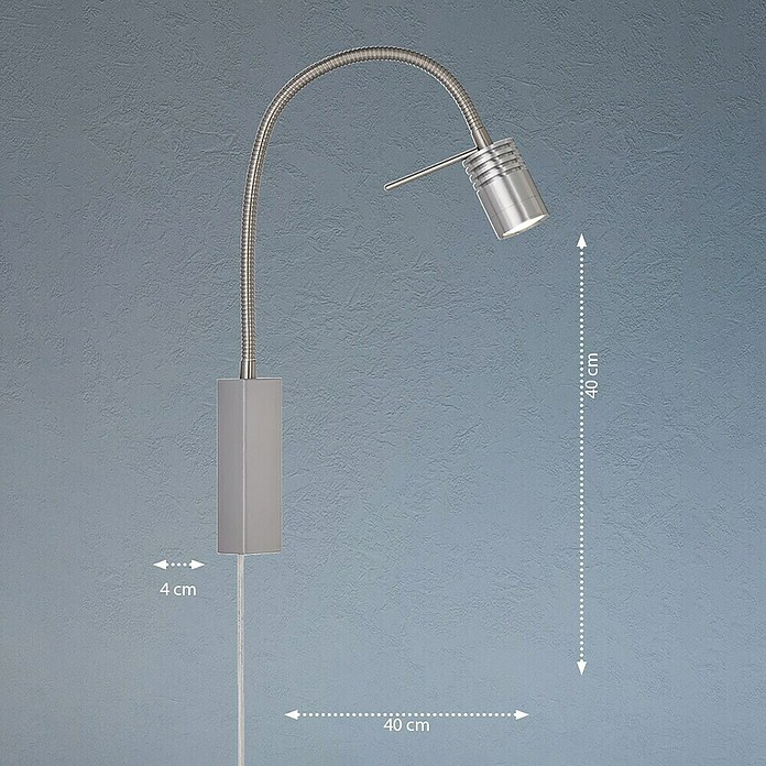 Fischer & Honsel LED-Wandleuchte River (4,5 W, L x B x H: 40 x 4 x 40 cm, Nickel, Warmweiß) | BAUHAUS