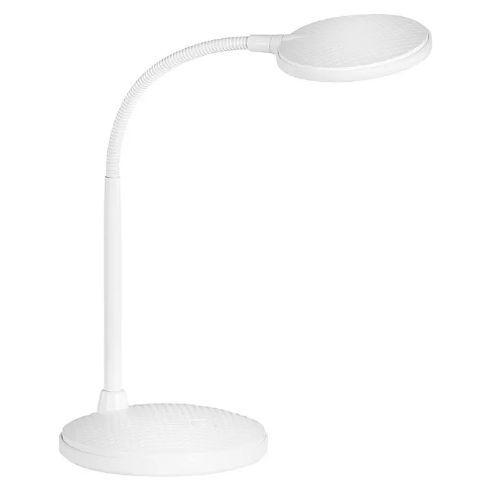 Fischer & Honsel LED-Tischleuchte Work - 4,5 W, L x B x H: 22 x 14,5 x 36,5 cm, Weiß, Warmweiß - Weiße, moderne Schreibtischlampe mit flexiblem Schwanenhals und rundem Fuß, ideal zum Lesen oder Arbeiten.