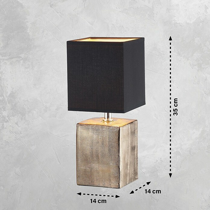 Fischer & Honsel Tischleuchte Ouro (25 W, L x B x H: 14 x 14 x 35 cm, Bronze antik, Schwarz, E14) | BAUHAUS