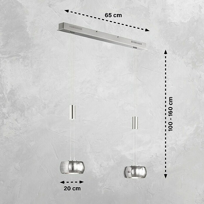 Fischer & Honsel LED-Pendelleuchte Colette (2 Stk., 18 W, Nickel, Nickel, Warmweiß) | BAUHAUS