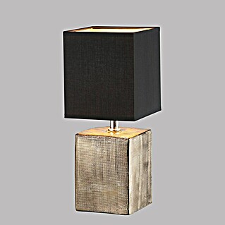 Fischer & Honsel Tischleuchte Ouro (25 W, L x B x H: 14 x 14 x 35 cm, Bronze antik, Schwarz, E14)