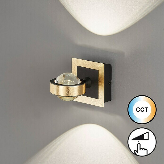 Fischer & Honsel LED-Wandleuchte Cluedo (7,5 W, L x B x H: 12 x 12 x 16,5 cm, Blattgoldfarben, Mehrfarbig) | BAUHAUS