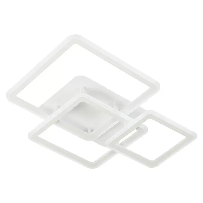 Fischer & Honsel LED-Deckenleuchte Gelder - 49,5 W, L x B x H: 40 x 54 x 12 cm, Sandweiß, Mehrfarbig, Quadratisch - Weiße moderne geometrische LED-Deckenleuchte mit verbundenen Quadrat-Designs.