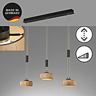 Fischer & Honsel LED-Pendelleuchte Colette (3 Stk., 27 W, Holz, Sandschwarz, Warmweiß)