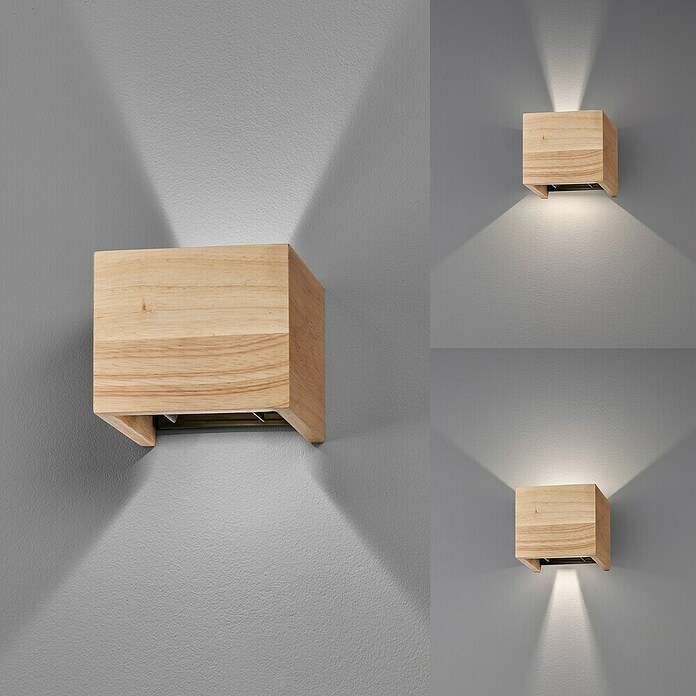 Fischer & Honsel LED-Wandleuchte Paloma (6 W, L x B x H: 11,5 x 12 x 10 cm, Eiche, Warmweiß) | BAUHAUS