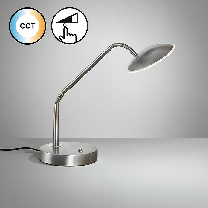 Fischer & Honsel Tallri LED-Tischleuchte (7,5 W, L x B x H: 16 x 16 x 60 cm, Nickel, Mehrfarbig) | BAUHAUS