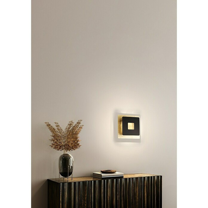 Fischer & Honsel LED-Wandleuchte Hennes (7 W, L x B x H: 18 x 18 x 7,3 cm, Gold/Schwarz, Warmweiß, Eckig) | BAUHAUS