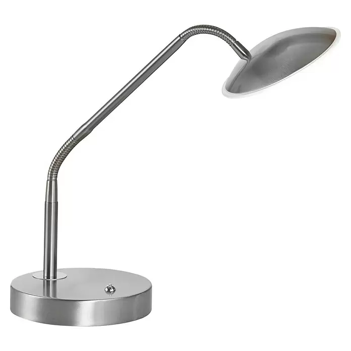 Fischer & Honsel Tallri LED-Tischleuchte - 7,5 W, L x B x H: 16 x 16 x 60 cm, Nickel, Mehrfarbig - Moderne silberne Metall-Schreibtischlampe mit flexiblem Hals und rundem Fuß, spendet Licht.