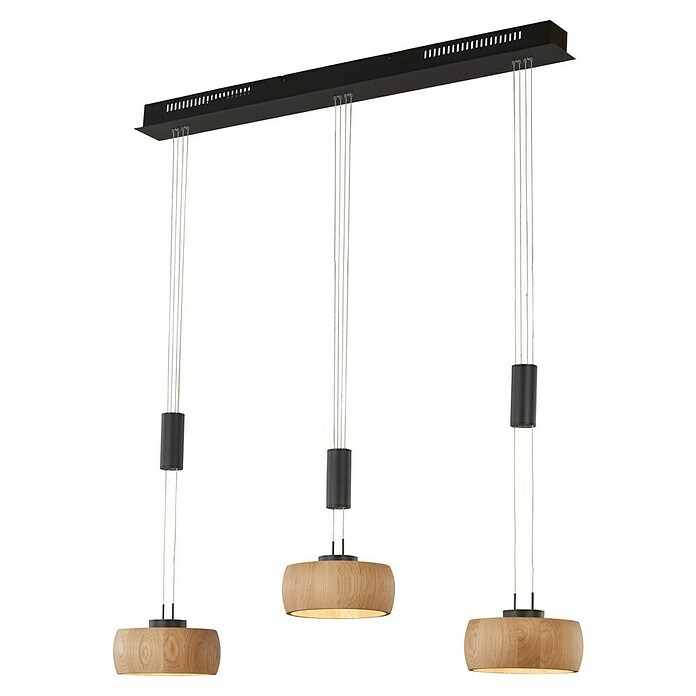 Fischer & Honsel LED-Pendelleuchte Colette (3 Stk., 27 W, Holz, Sandschwarz, Warmweiß) | BAUHAUS