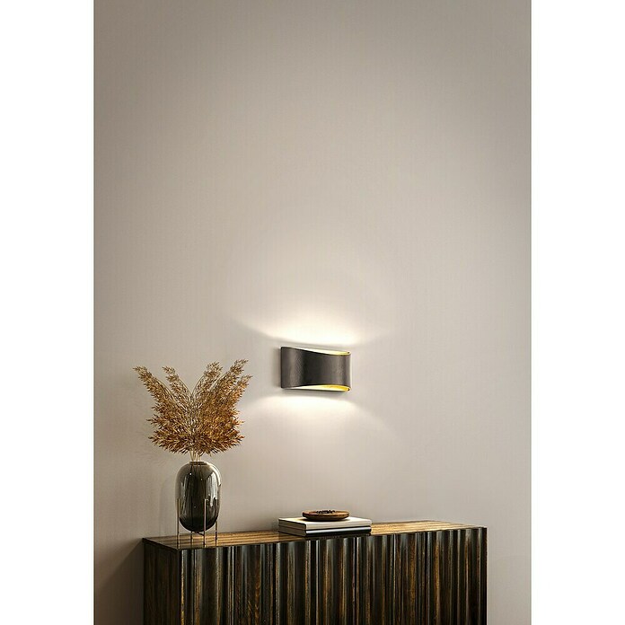 Fischer & Honsel LED-Wandleuchte Arles (12 W, L x B x H: 30 x 9,5 x 14 cm, Schwarz/Gold, Warmweiß) | BAUHAUS