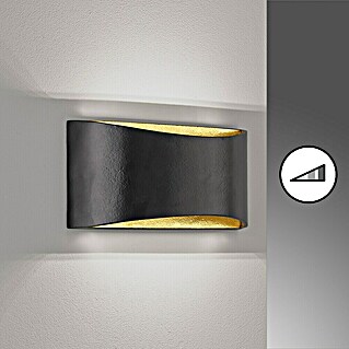 Fischer & Honsel LED-Wandleuchte Arles (12 W, L x B x H: 30 x 9,5 x 14 cm, Schwarz/Gold, Warmweiß)