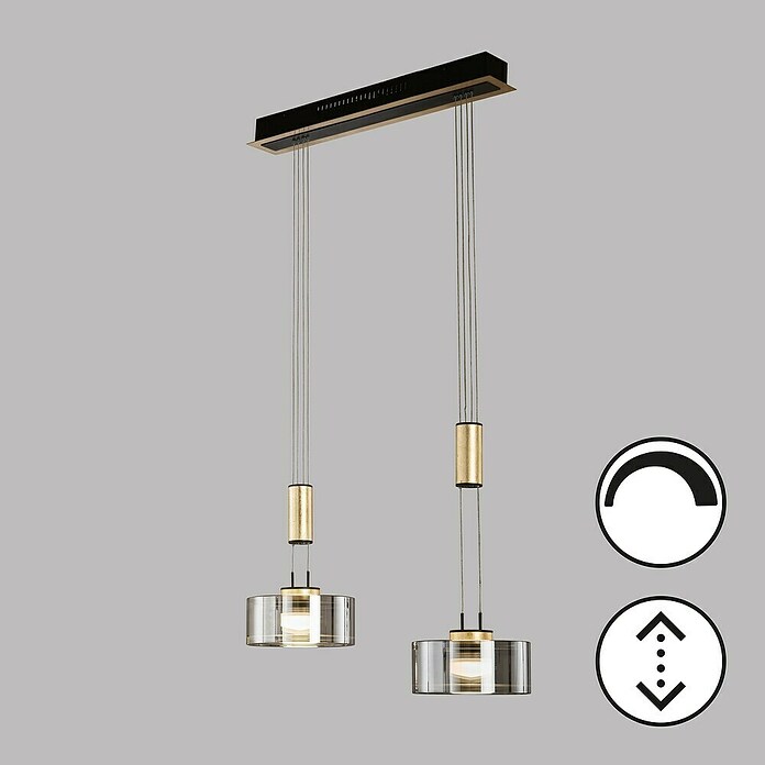 Fischer & Honsel LED-Pendelleuchte Lavin (18 W, Gold/Schwarz, Warmweiß, 2 Stk.) | BAUHAUS