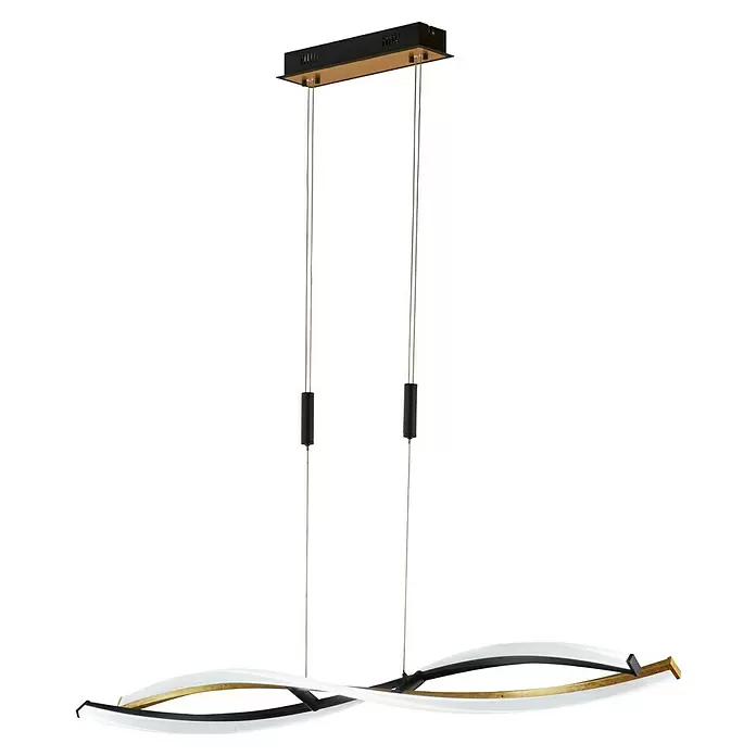 Fischer & Honsel LED-Pendelleuchte Torcido - 7 W, Gold/Sandschwarz, Mehrfarbig - Moderne schwarz-goldene wellenförmige LED-Hängeleuchte.