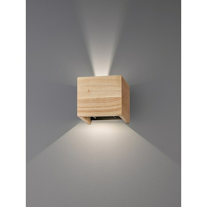 Fischer & Honsel LED-Wandleuchte Paloma (6 W, L x B x H: 11,5 x 12 x 10 cm, Eiche, Warmweiß) | BAUHAUS