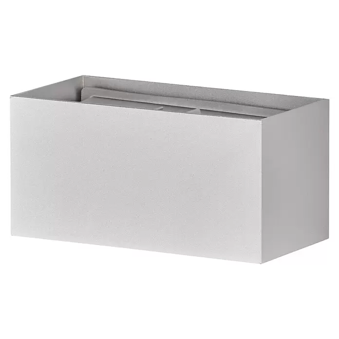 Fischer & Honsel LED-Wandleuchte Wallo - 12 W, L x B x H: 10 x 20 x 10 cm, Silber, Warmweiß - Silberne rechteckige Leuchte mit strukturierter Oberfläche.