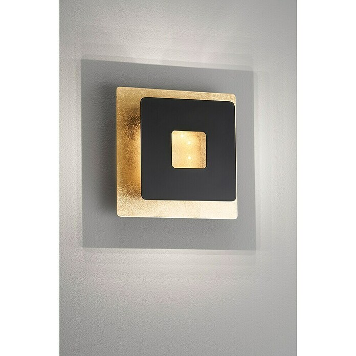 Fischer & Honsel LED-Wandleuchte Hennes (7 W, L x B x H: 18 x 18 x 7,3 cm, Gold/Schwarz, Warmweiß, Eckig) | BAUHAUS