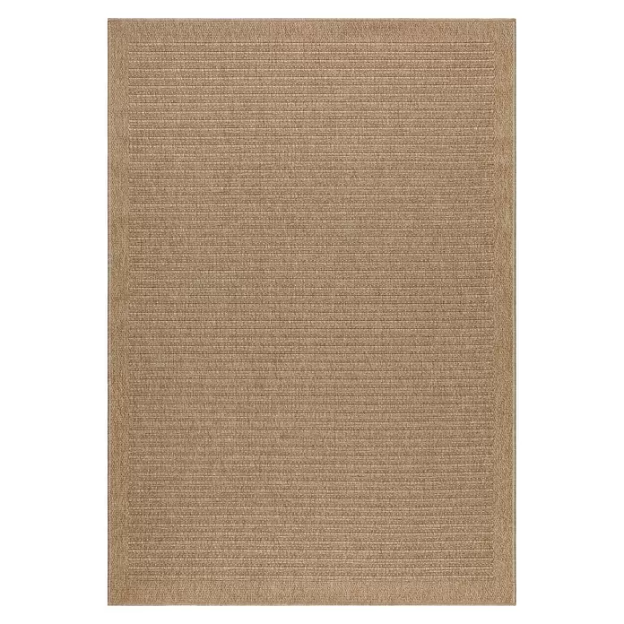 Outdoor-Teppich Dhaka II - Beige, 230 x 160 cm, 100 % Polypropylen - Hellbrauner gewebter Teppich mit strukturierter Oberfläche und dezentem Rand.