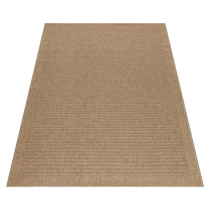 Outdoor-Teppich Dhaka II - Beige, 230 x 160 cm, 100 % Polypropylen - Rechteckiger beigebrauner gewebter Teppich mit texturierter Oberfläche.