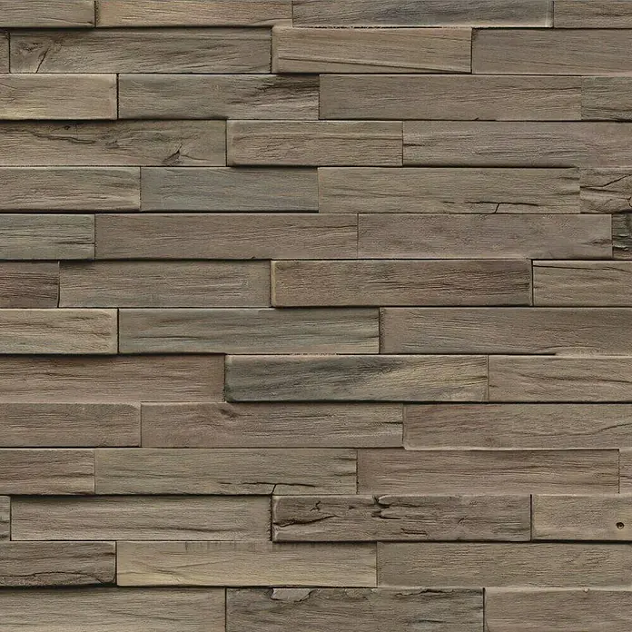 Indo Wandpaneel 3D Wall Driftwood Mindanao - Hevea, 560 x 200 x 10 mm, 1,008 m² - Attraktive Wandverkleidung aus mehrfarbigem Holz in verschiedenen Formen für eine warme und stilvolle Atmosphäre im Raum.