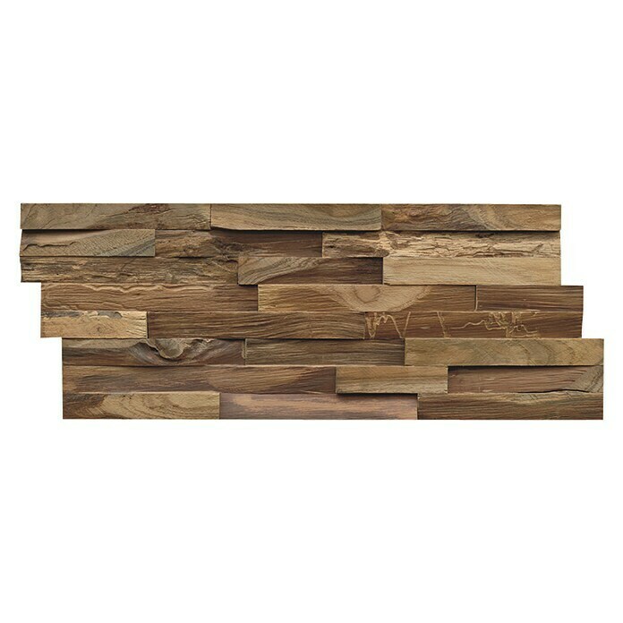 Indo Holzpaneel 3D Wall Elegance NatureTeak, 500 x 200 x 10 mm, 10 Paneele Front View