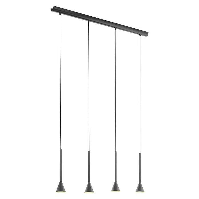 Eglo Cortaderas LED-Pendelleuchte - Höhe: 150 cm, 20 W - Die Hängeleuchte mit vier Lampen in Grau sorgt für eine elegante Beleuchtung. Perfekt für modernes Design mit minimalistischem Stil.