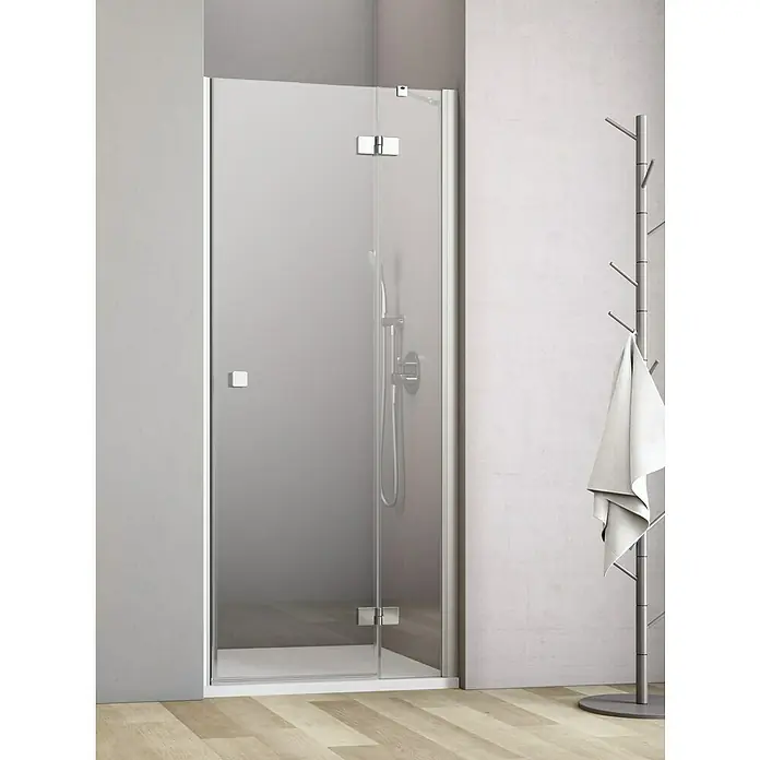 GEO Hit Nischendusche B-N300 - 80 x 200 cm, Beschichtet, Silber, 6 mm, DIN Anschlag: Rechts - Elegante Duschkabine mit klappbarer Glastür und modernen Beschlägen. Ideal für jedes Badezimmer, das Stil und Funktionalität vereint.