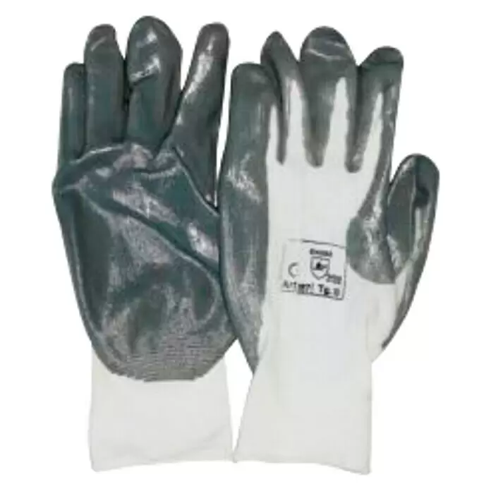 Industrial Starter Guantes de trabajo Nitrilo - Talla del guante: 10, Blanco/gris, 2 ud. - Par de guantes de trabajo blancos y grises recubiertos para protección de manos.