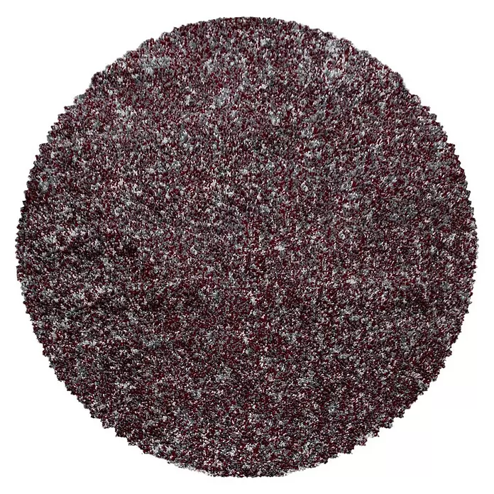 Hochflorteppich Enjoy - Rot, Durchmesser: 80 cm, 100 % Polypropylen - Runder melierter Teppich mit weinroten, grauen und weißen Fasern.