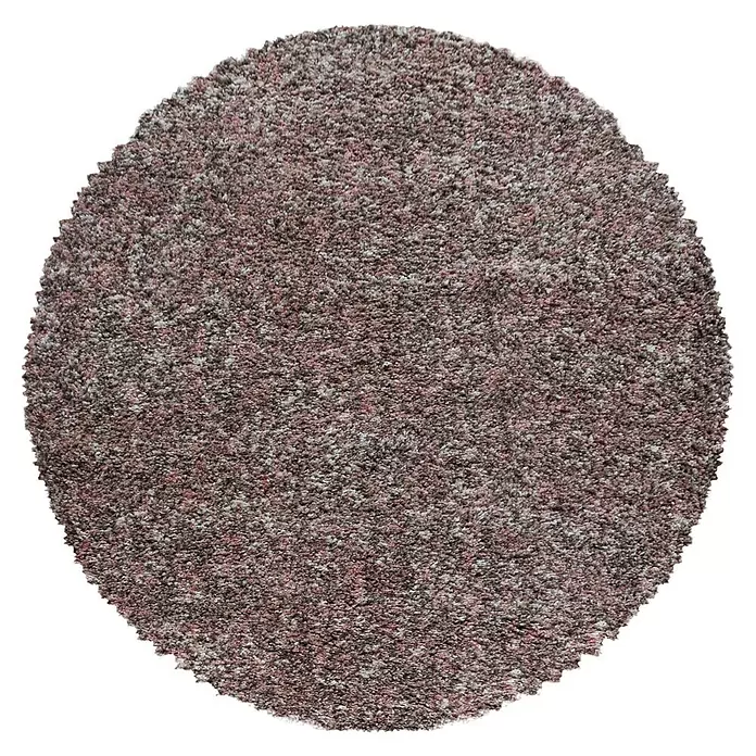 Hochflorteppich Enjoy - Rosa, Durchmesser: 80 cm, 100 % Polypropylen - Runder Hochflorteppich mit braunen, weißen und rosa Fasern.