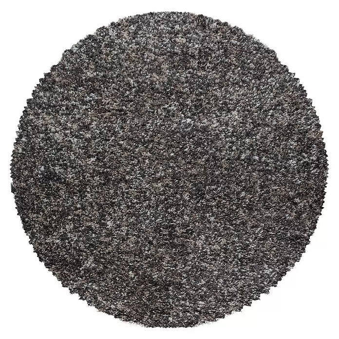 Hochflorteppich Enjoy - Taupe, Durchmesser: 200 cm, 100 % Polypropylen - Runder gesprenkelter Shaggy-Teppich in Grau, Weiß und Braun.