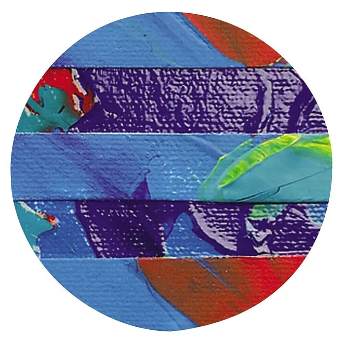 Liquitex Professional Malmittel Glanz Medium & Firnis - 946 ml, Geeignet für: Acrylfarben - Abstraktes Kreiskunstwerk mit Farbschichten in Blau-, Lila-, Grün- und Rottönen, das eine moderne und dynamische Ästhetik bietet.
