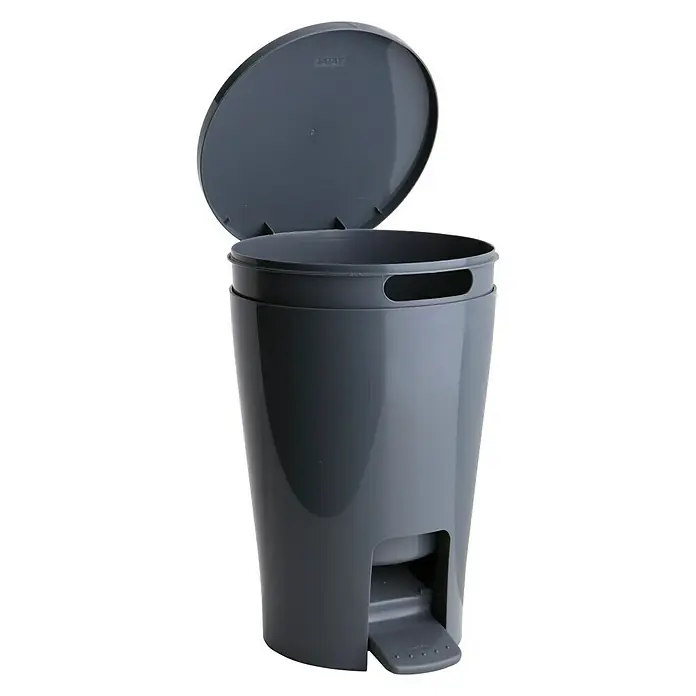 Tatay Cubo con pedal Diabolo - 5 l, Antracita - Cubo de basura gris con pedal y tapa abierta. Este cubo de basura está hecho de plástico y tiene un diseño elegante y moderno.