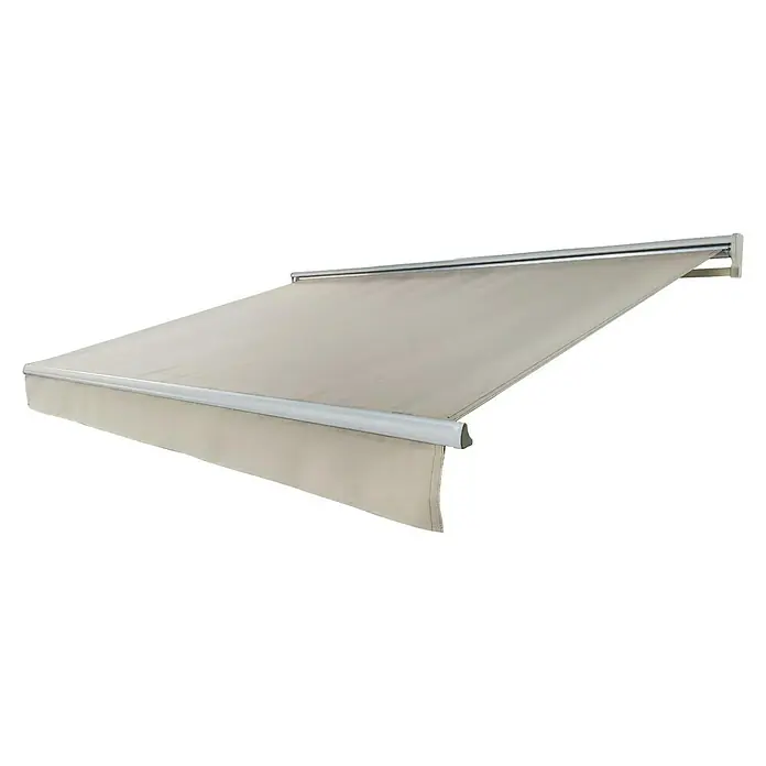 Toldo de brazos extensibles Living - Blanco, Ancho: 4 m, Caída: 3 m - Toldo beige con marco de aluminio, que proporciona sombra y protección contra el sol. Perfecto para patios o balcones.