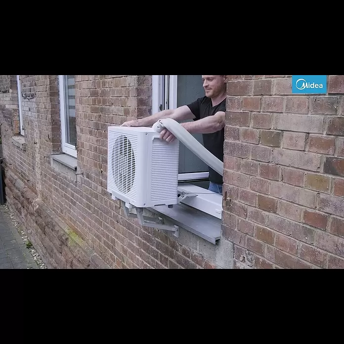 Midea Klimasplitgerät PortaSplit 12.000 Btu - Kühlleistung: 3.500 W, Heizleistung: 3.500 W, Raumgröße: 42 m² - PortaSplit - Anbringung an Dreh- und Kippfenstern