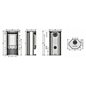 Justus Kaminofen Usedom 5 (5 kW, Raumheizvermögen: 88 m³, Verkleidung: Stahl, Schwarz)