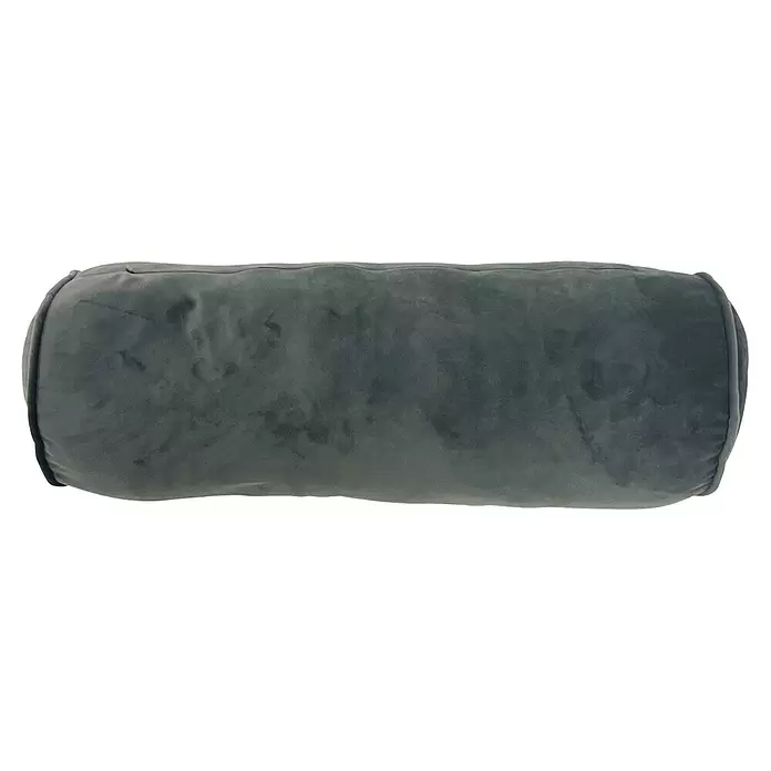 Kissen Rolle Felda - Charcoal Grey, Ø x L: 18 x 50 cm, 100 % Polyester - Graues zylindrisches Samtkissen.
