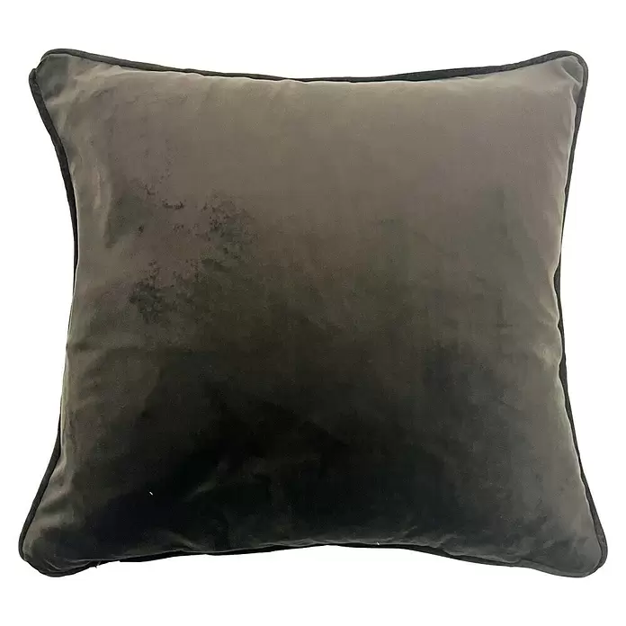 Kissen Hirsch - Braun, 45 x 45 cm, 100 % Polyester - Quadratisches dunkelgraues Samtkissen mit dezentem Farbverlauf und Paspelierung.