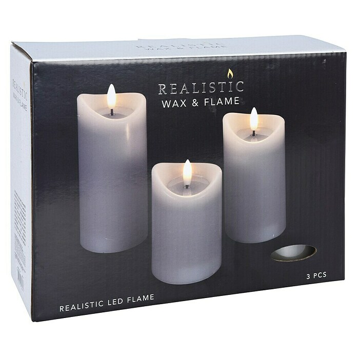 Led-kerstkaarsen Set grijs (6,5 cm) | BAUHAUS