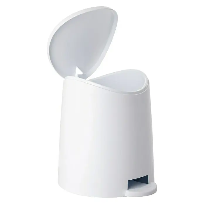 Tatay Standard Cubo con pedal - 3 l, Plástico, Blanco - Un cubo de basura blanco con pedal y tapa abierta. Ideal para baños o espacios pequeños.