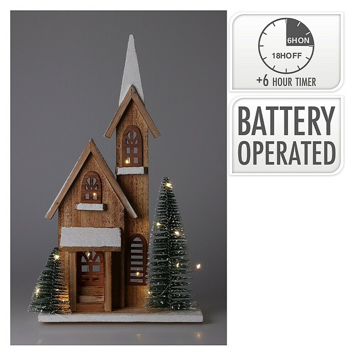 Led-kerstdorp (Bruin/Groen/Wit, 29,5 x 16 x 40 cm) | BAUHAUS
