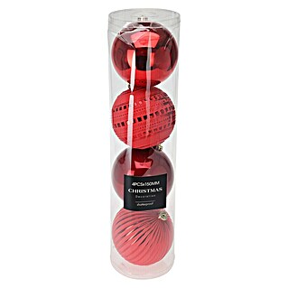 Kerstballen (Rood, Kunststof, Diameter: 150 mm, 4 st.)